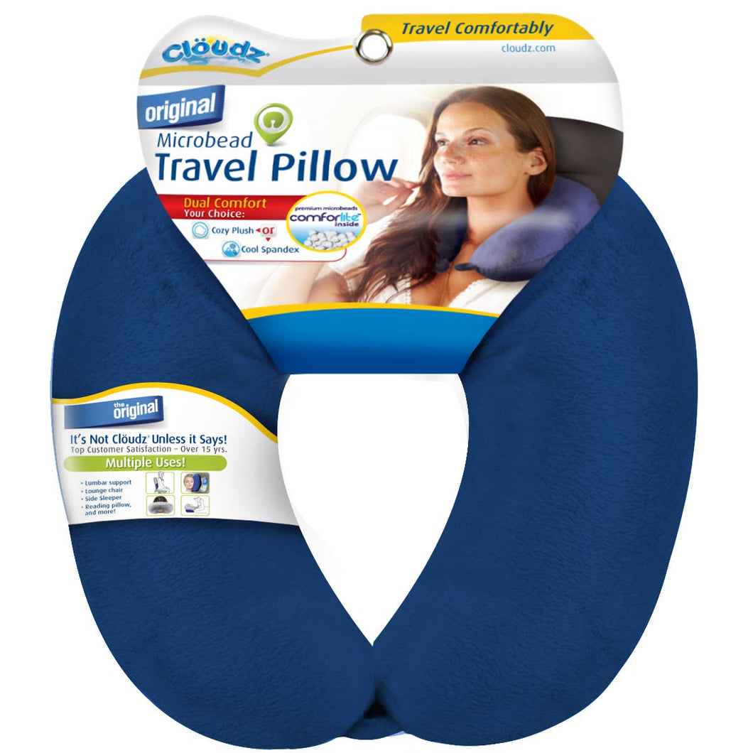 Cloudz Microbead Travel Neck Pillow - Navy Blue