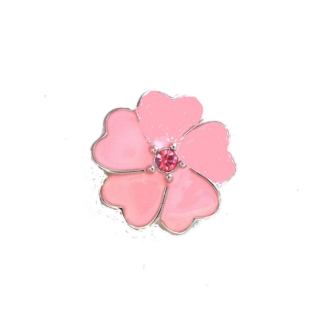 Snap Jewel - Crystal Pink Heart Flower