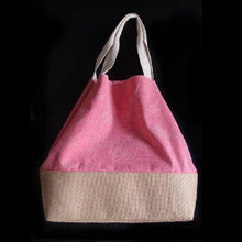 Load image into Gallery viewer, Canvas Tote Bag Burlap Bottom- Pink
