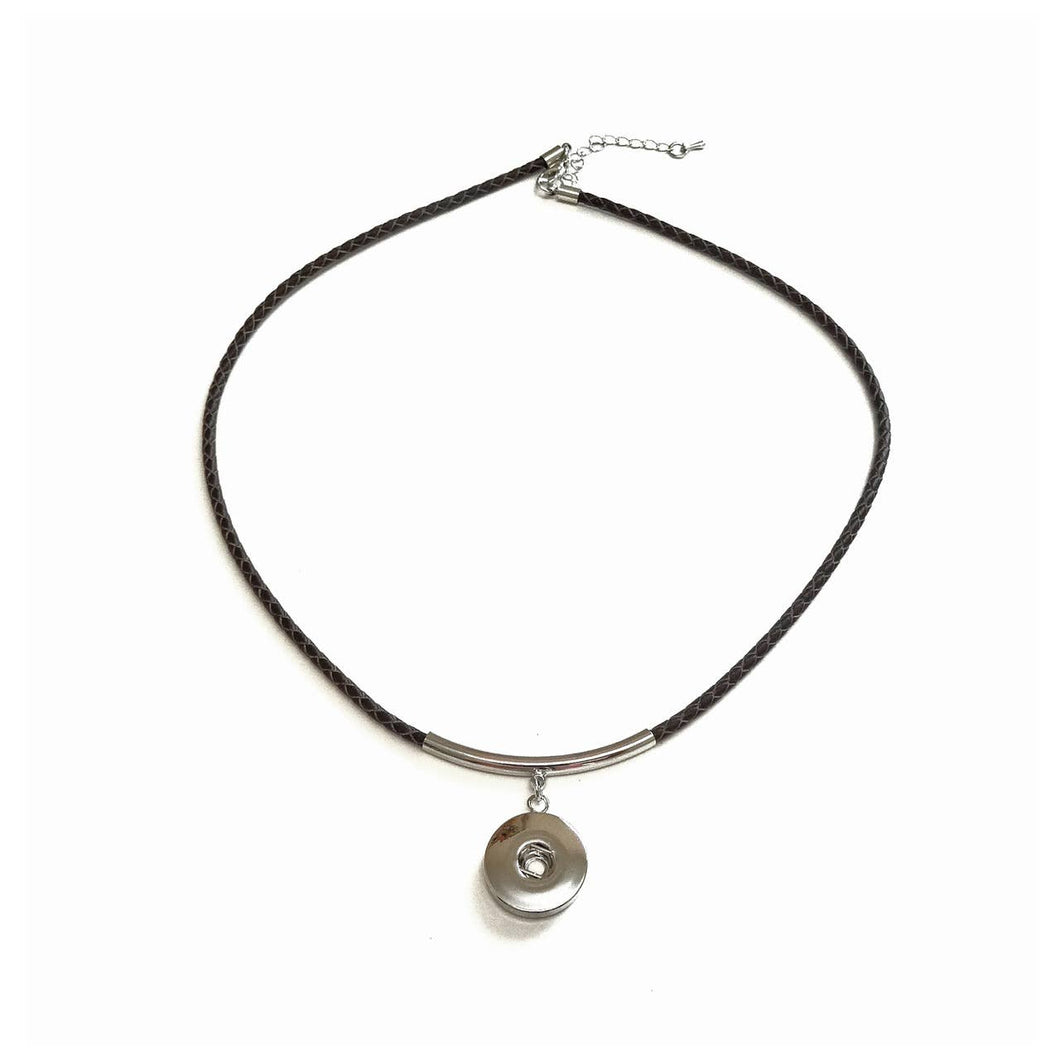 Snap Necklace: Braided Brown Leatherette Necklace