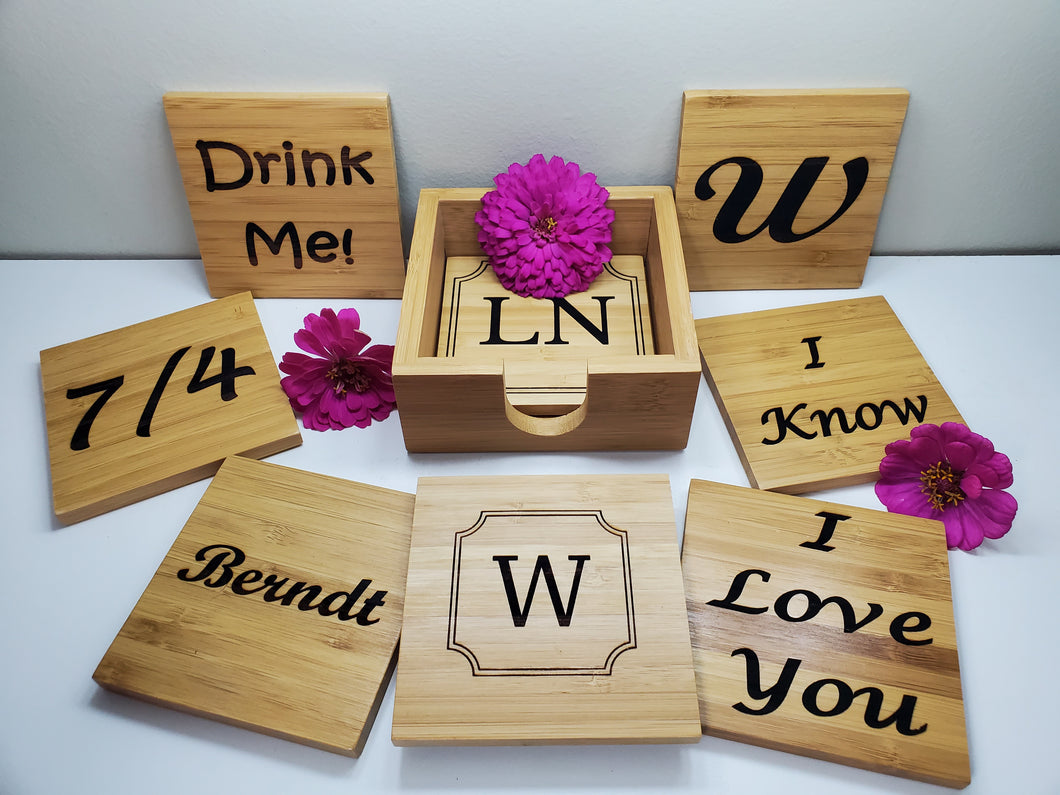 Personalized Coasters (set of 4 with holder)